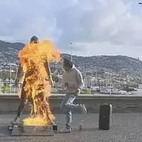 دستگیری مردی که مجسمه رونالدو را آتش زد